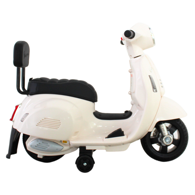 Scooter électrique blanc pour enfants avec coffre Vespa GTS